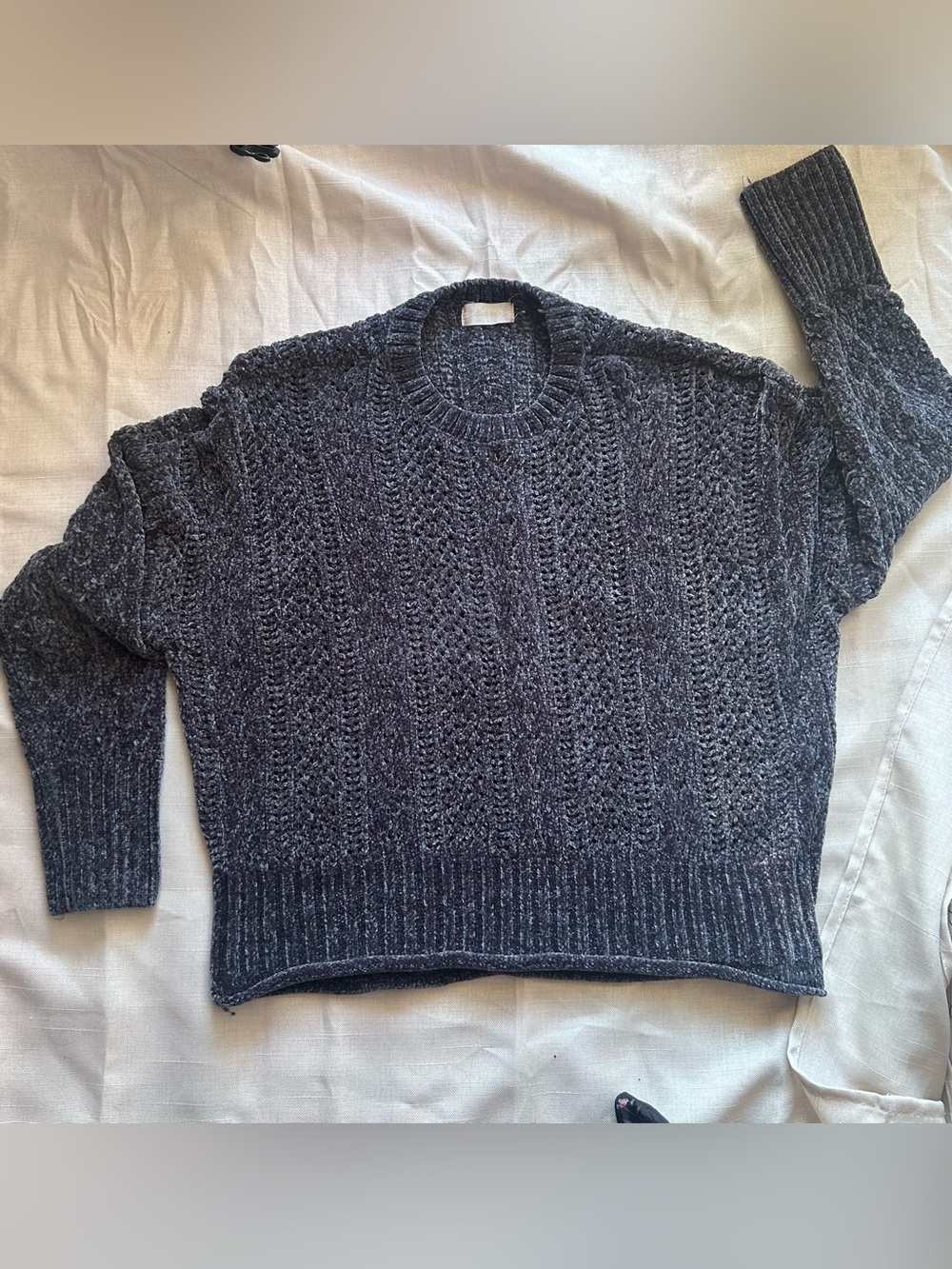 Altar'd State women’s Dark Charcoal Textured Crewneck Sweater